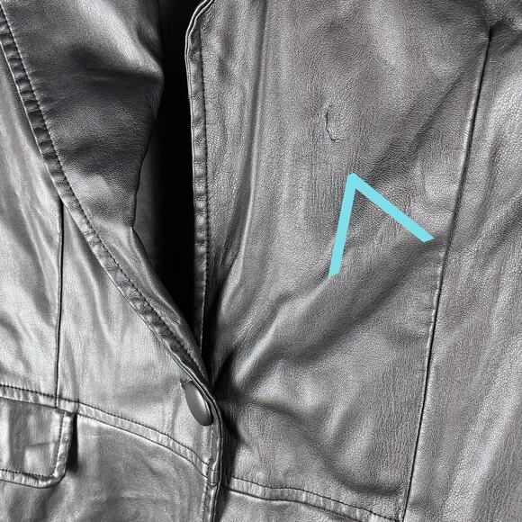 WeWoreWhat‎ Faux Leather Blazer Black Button Front Jacket Vegan Collared Sz M - Picture 6 of 10